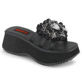 Demonia Flip 16 Black Vegan Leather Women'S Sandals